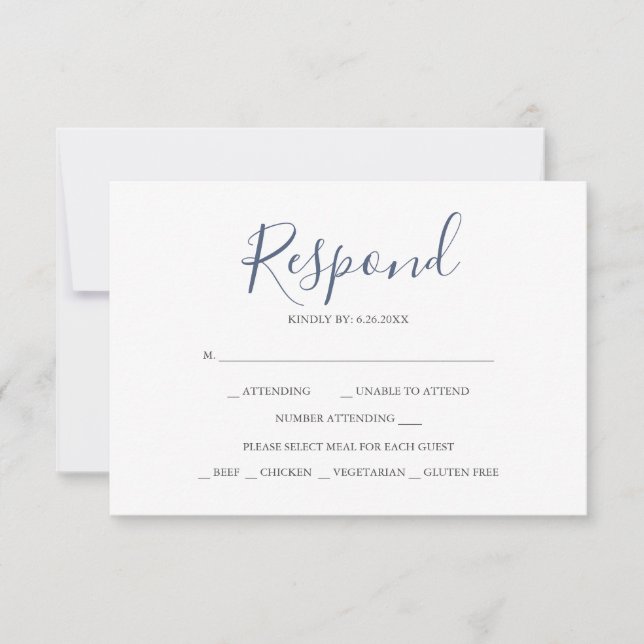 Cartes de réponse RSVP en bleu côtier (Devant)