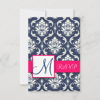 Cartes de réponse RSVP en Damassé Bleu pour Invita