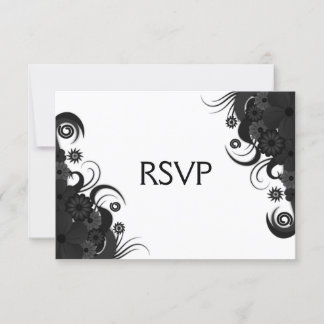 Cartes de réponse RSVP en noir et blanc floral