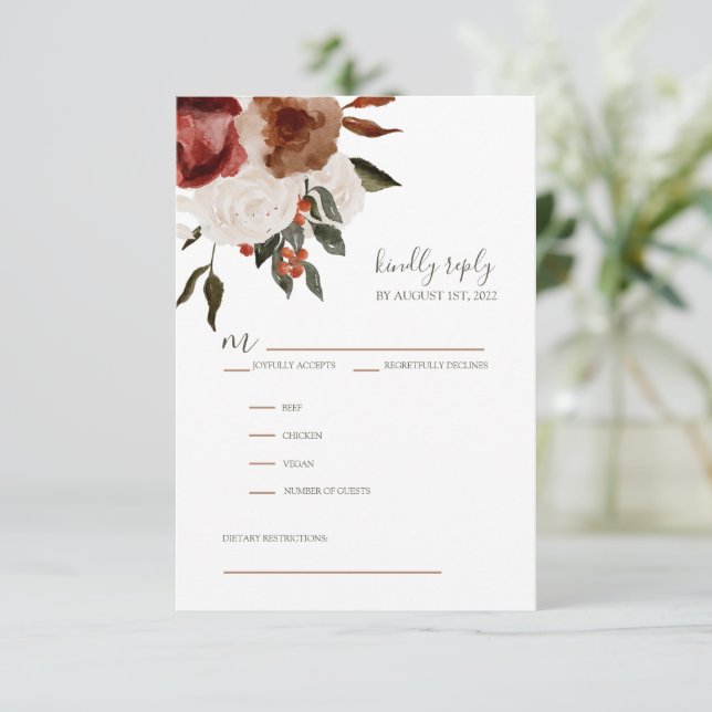Cartes de réponse RSVP faire-part de mariage (Debout devant)