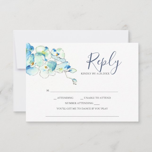 Cartes de réponse RSVP Fleur d'orchidée à l'aquare (Devant)