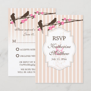 Cartes de réponse RSVP Fleurs de cerisier Oiseaux