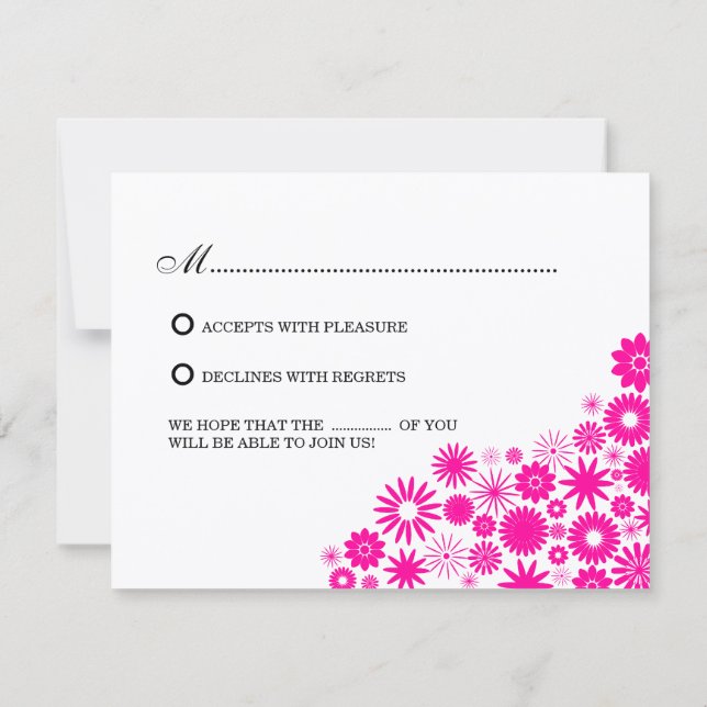 Cartes de réponse RSVP Fleurs magenta jolies (Dos)