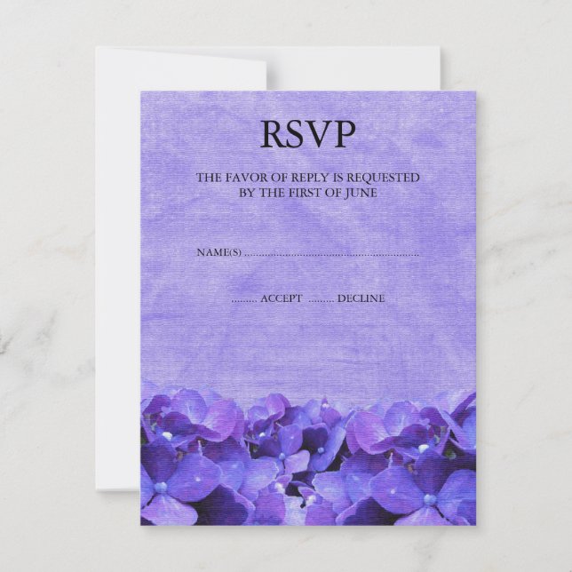 Cartes de réponse RSVP Hydrangea violet (Devant)