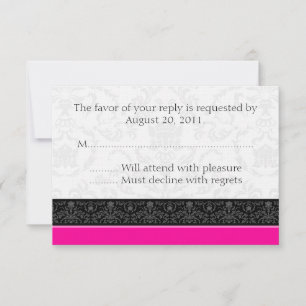 Cartes de réponse RSVP Mariage damassé Rose et Bla
