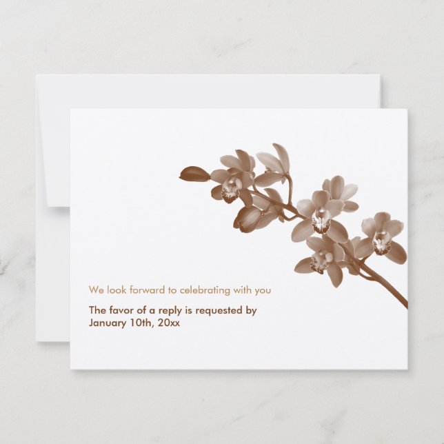 Cartes de réponse RSVP mariage moderne marron écru (Devant)