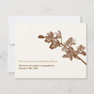 Cartes de réponse RSVP mariage moderne marron écru