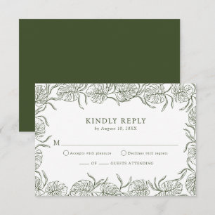 Cartes de réponse RSVP Monstera