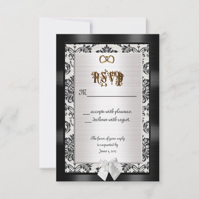 Cartes de réponse RSVP noir et blanc (Devant)