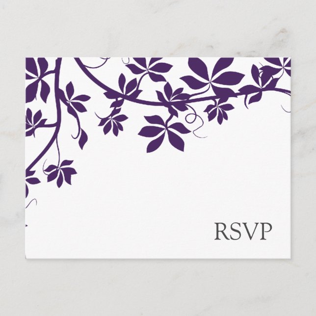 Cartes De Réponse RSVP Plum Et Blanc (Devant)