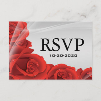 Cartes de réponse RSVP pour mariage argent et rose
