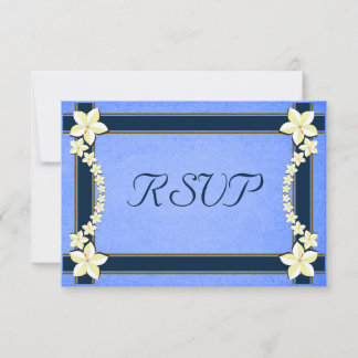 Cartes de réponse RSVP pour mariage floral bleu ru