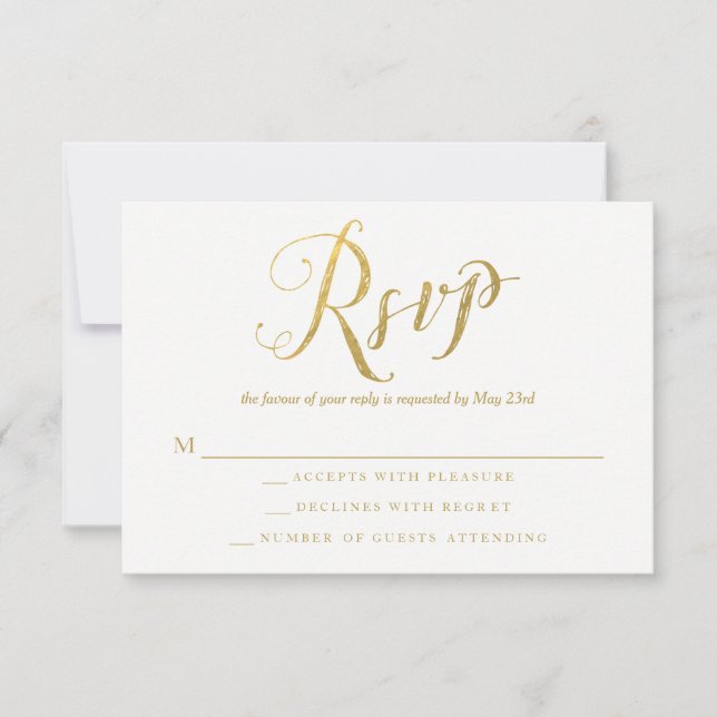 Cartes de réponse RSVP pour mariages élégants M. & (Devant)