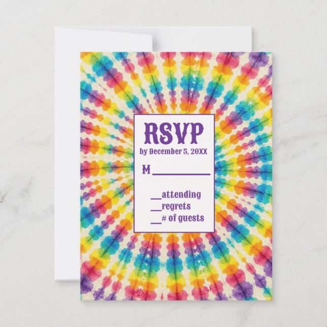 Cartes de réponse RSVP Psychedeliques Tie Dye (Devant)