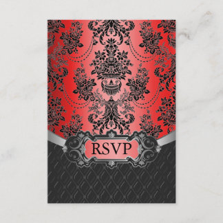 Cartes de réponse RSVP Red Mariage damassé