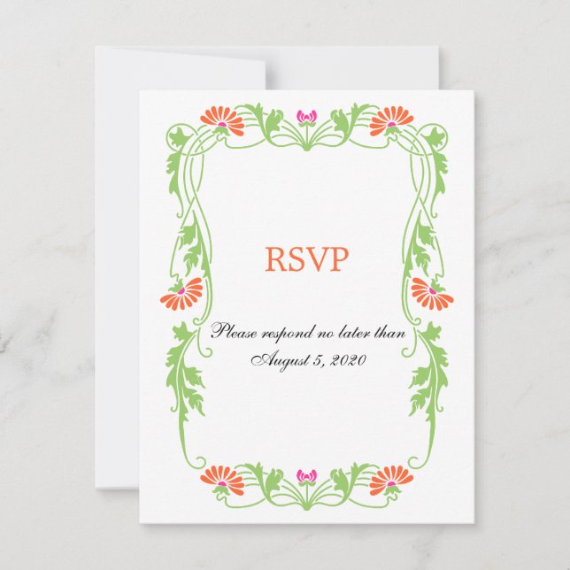 Cartes de réponse RSVP / Réponse Florales et Volut (Devant)