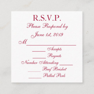 Cartes de réponse RSVP Rouge Grenat et Blanc