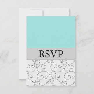 Cartes de réponse RSVP Silver Light Blue Wedding