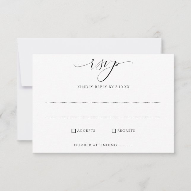 Cartes de réponse RSVP simples et élégantes pour m (Devant)
