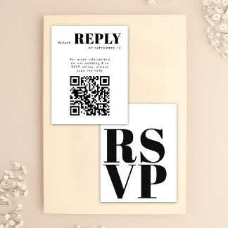 Cartes de réponse RSVP simples noir et blanc pour 