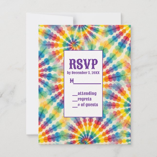 Cartes de réponse RSVP Tie Dye Psychedéliques (Devant)