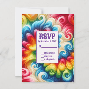 Cartes de réponse RSVP Tie Dye Psychedéliques
