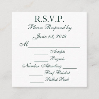 Cartes de réponse RSVP vert et blanc de Baylor