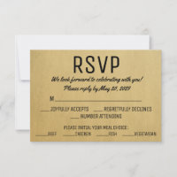 Cartes de réponse RSVP vintage avec choix de repas