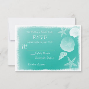 Cartes de réponse Sea Shells & Teal Green Beach
