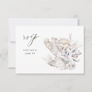 Cartes de réponse Seashells blanches avec repas 6