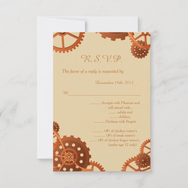 Cartes de réponse Steampunk engrenages Mariage 3.5 (Devant)