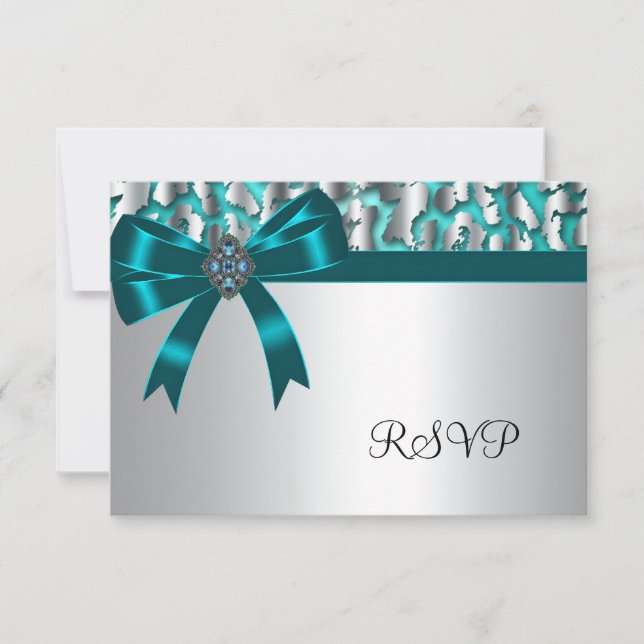 Cartes de réponse Teal Blue Leopard (Devant)