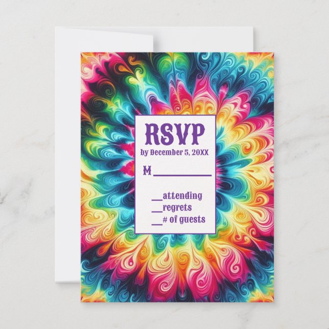 Cartes de réponse tie dye psychédéliques (Devant)