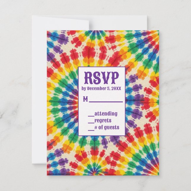 Cartes de réponse tie dye psychédéliques (Devant)