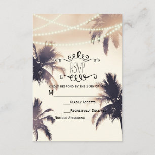 Cartes de réponse Tropical Palm Trees & Lights Cre