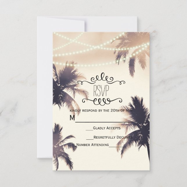 Cartes de réponse Tropical Palm Trees & Lights Cre (Devant)