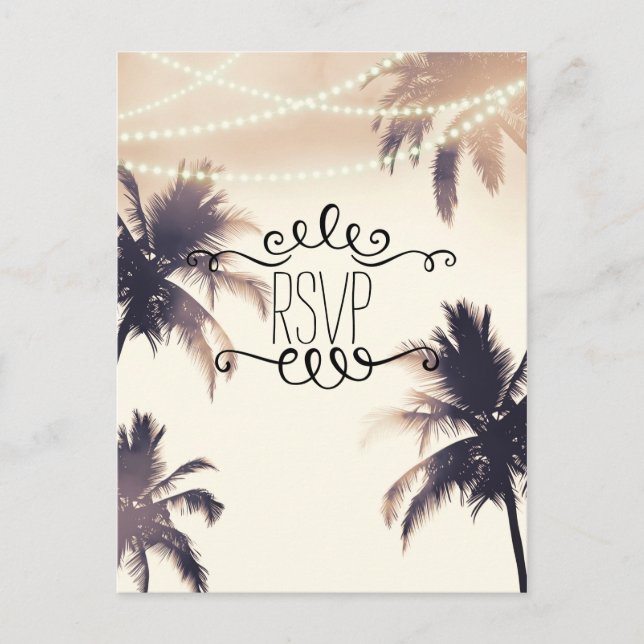 Cartes de réponse Tropical Palm Trees & Lights Cre (Devant)