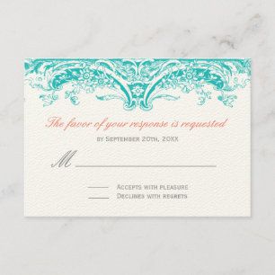 Cartes de réponse Turquoise et Corail - RSVP