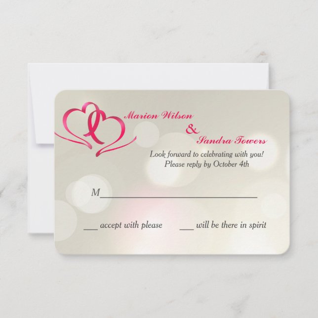 Cartes de réponse unifiées deux coeurs (Devant)