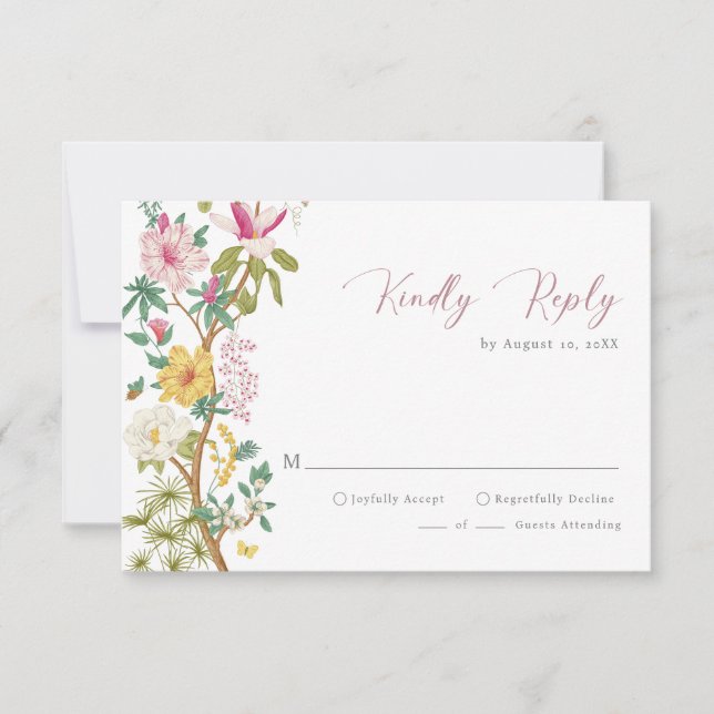 Cartes de réponse vintage florales (Devant)