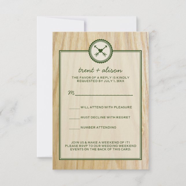 Cartes de réponse Woody Wedding & Glamping (Devant)