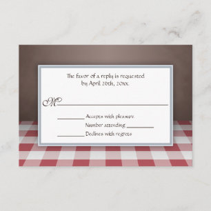Cartes de réponses RSVP Brown En vichy