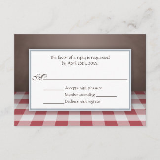 Cartes de réponses RSVP Brown En vichy