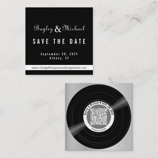 Cartes de Réservation QR de Disque Vinyle 50 Envel (Devant / Derrière)