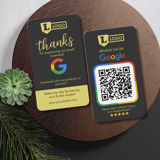 Cartes de révision Google avec code QR Charbon (Google review business cards)