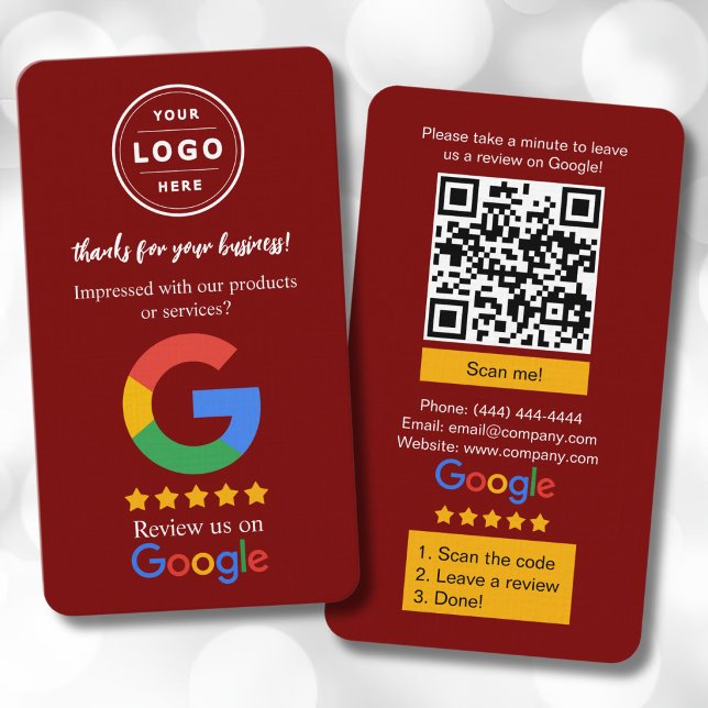 Cartes de révision Google avec logo et code QR (Google review business cards)