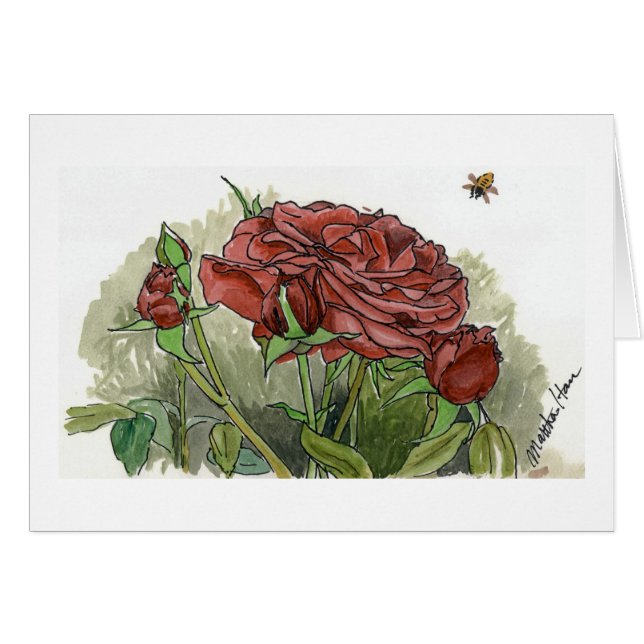 Cartes de rose rouge (Devant horizontal)