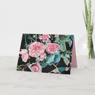 Cartes de roses roses roses florales aquarelle