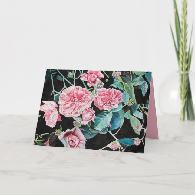 Cartes de roses roses roses florales aquarelle (Devant)