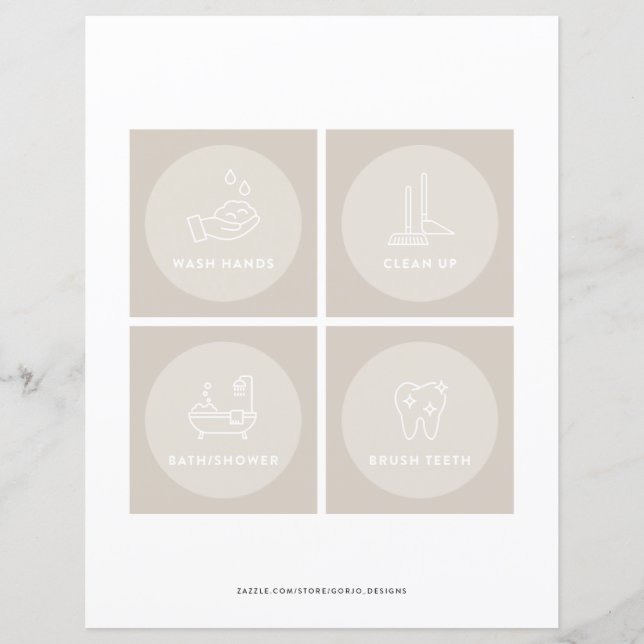 Cartes de routine quotidienne pour enfants Tableau (Devant)